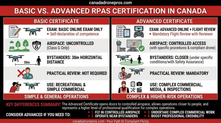Basic vs Advanced RPAS Certification in Canada